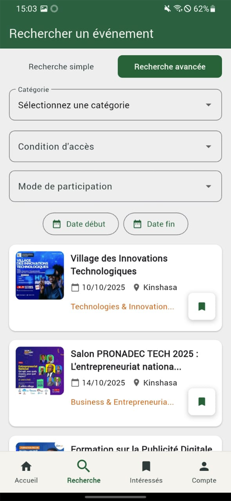 CAPTURE EVANTURA RECHERCHE AVANCÉE