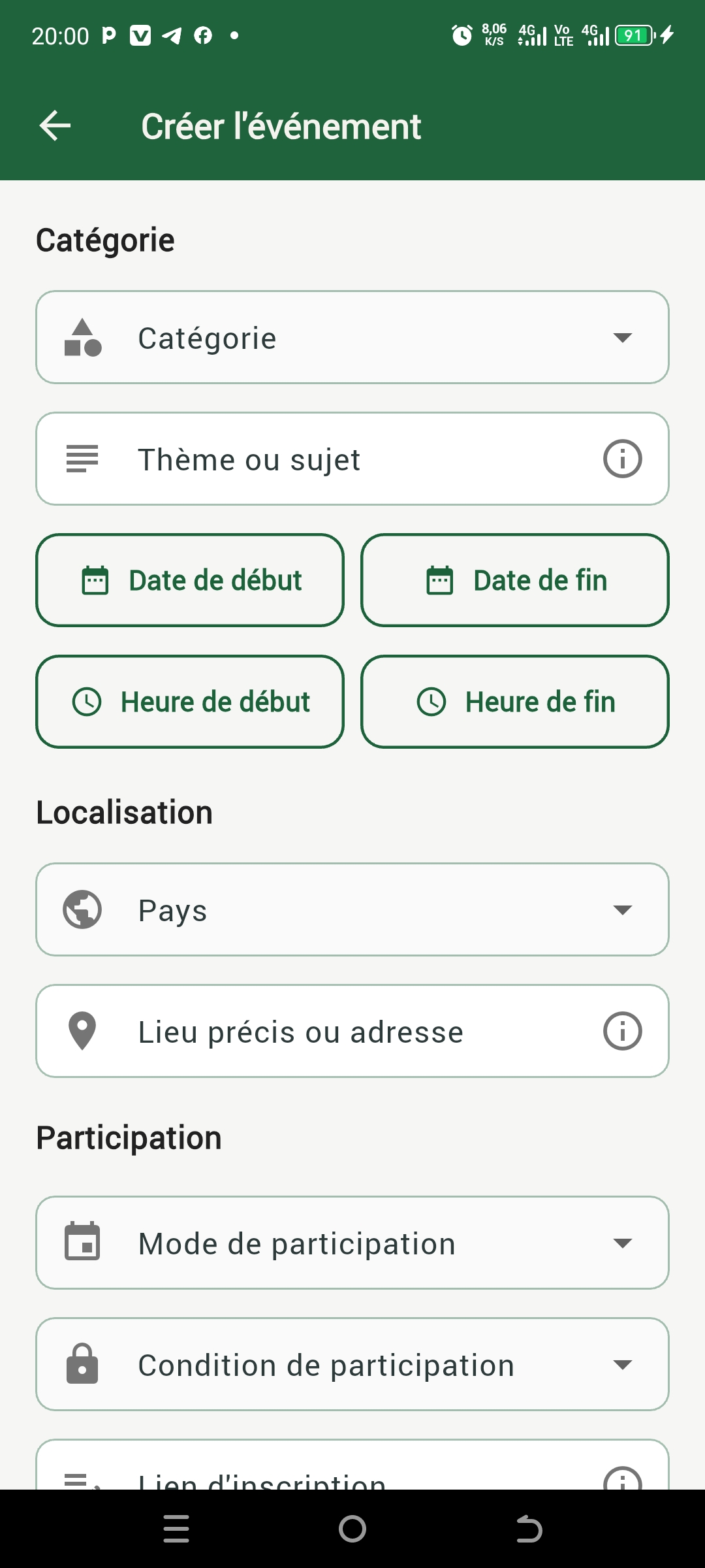 Création Événement 1