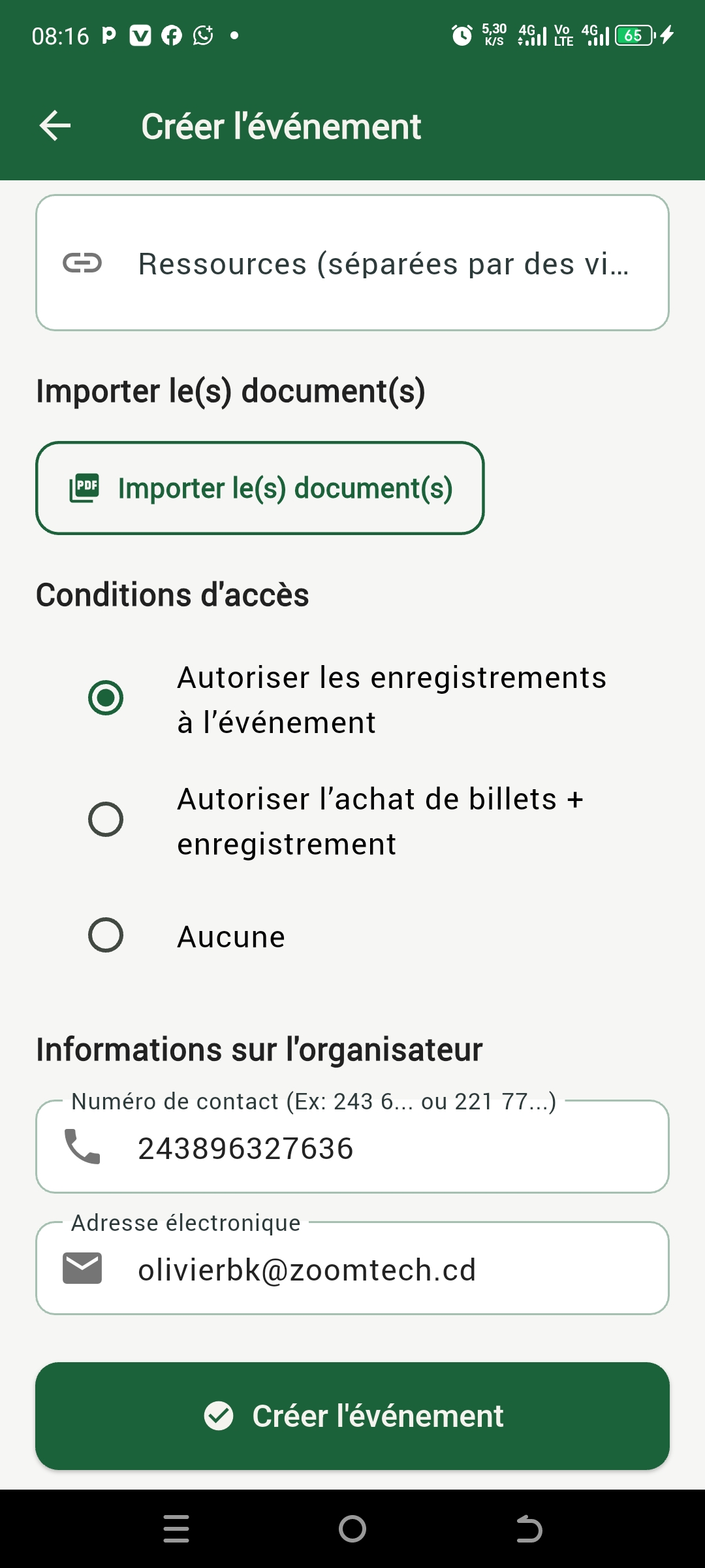 Création événement 3