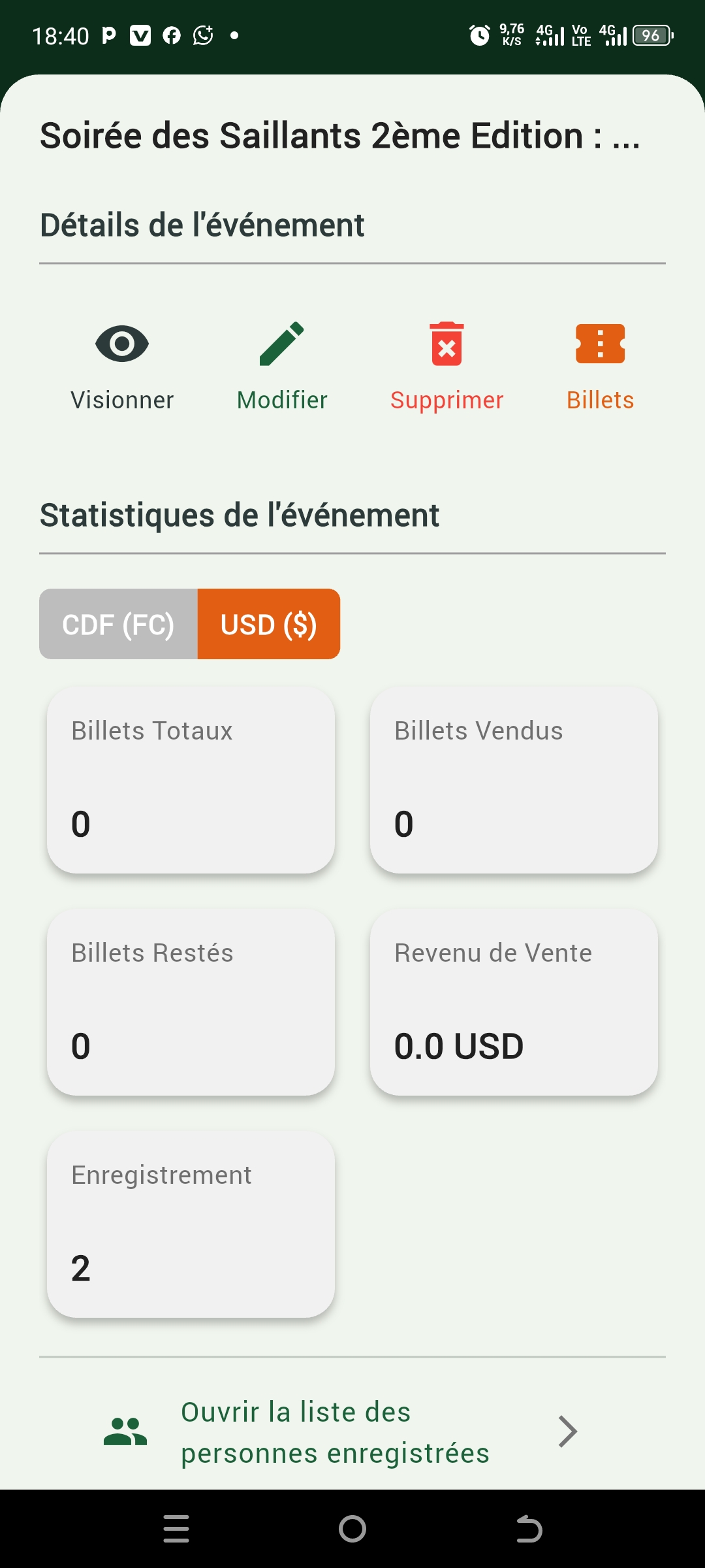 Détail admin Événement